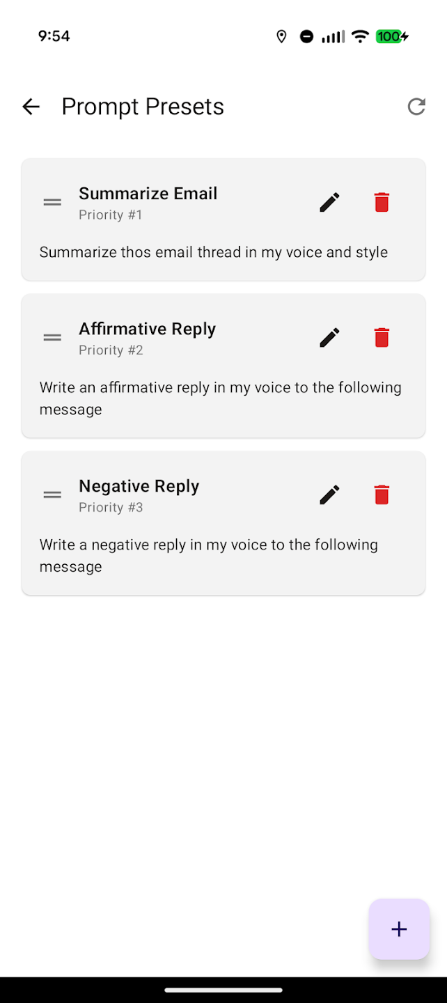 ToneClone prompt presets interface